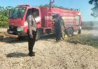 Gerak Cepat Anggota Polsek Dagangan Mendatangi TKP Kebakaran Lahan Tebu di Desa Banjarsari Wetan