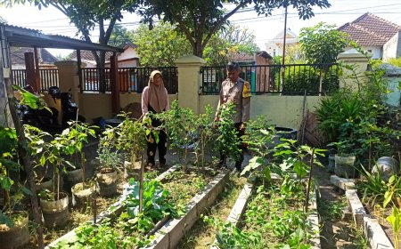 Dukung Ketahanan Pangan, Bhabinkamtibmas Desa Mojorayung Monitoring Lahan Pekarangan Pangan Bergizi (P2B)