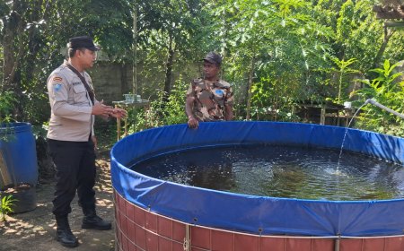 Budidaya Lele Sistem Kolam Terpal Kian Berkembang, Bhabinkamtibmas Desa Gemarang Dukung Ketahanan Pangan Warga
