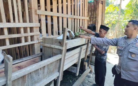 Dukung Ketahanan Pangan, Bhabinkamtibmas Polsek Balerejo Tinjau Peternakan Warga di Desa Sumberbening