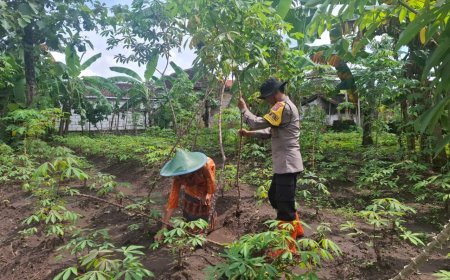 Bhabinkamtibmas Desa Mojopurno Dorong Warga Manfaatkan Pekarangan untuk Mendukung Ketahanan Pangan