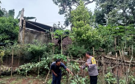 Kebun Pekarangan Jadi Ruang Belajar Ketahanan Pangan, Bhabinkamtibmas Desa Winong Dampingi Warga Rawat Tanaman Produktif
