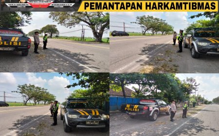 Antisipasi Kriminalitas dan Kecelakaan, Polsek Balerejo Gelar Patroli Strong Point di Jalur Madiun-Surabaya