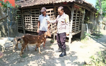 Bhabinkamtibmas Desa Banaran Ajak Warga Optimalkan Pekarangan dan Peternakan untuk Dukung Ketahanan Pangan Nasional