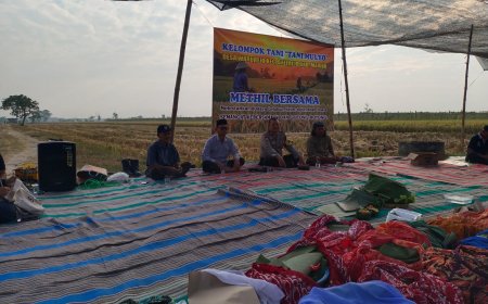 Bhabinkamtibmas Desa Warurejo Hadiri Methil Panen Raya, Ajak Petani Utamakan Keselamatan dan Kamtibmas