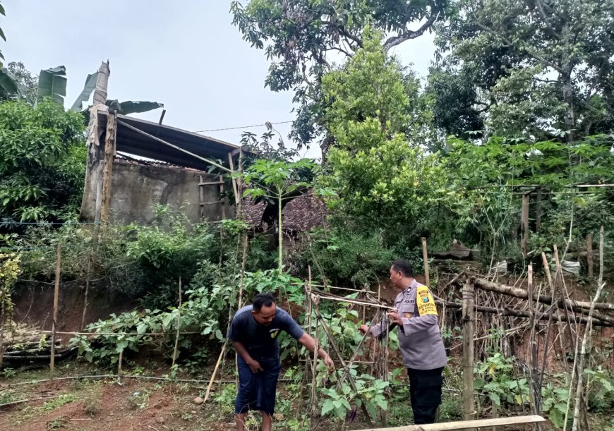 Kebun Pekarangan Jadi Ruang Belajar Ketahanan Pangan, Bhabinkamtibmas Desa Winong Dampingi Warga Rawat Tanaman Produktif